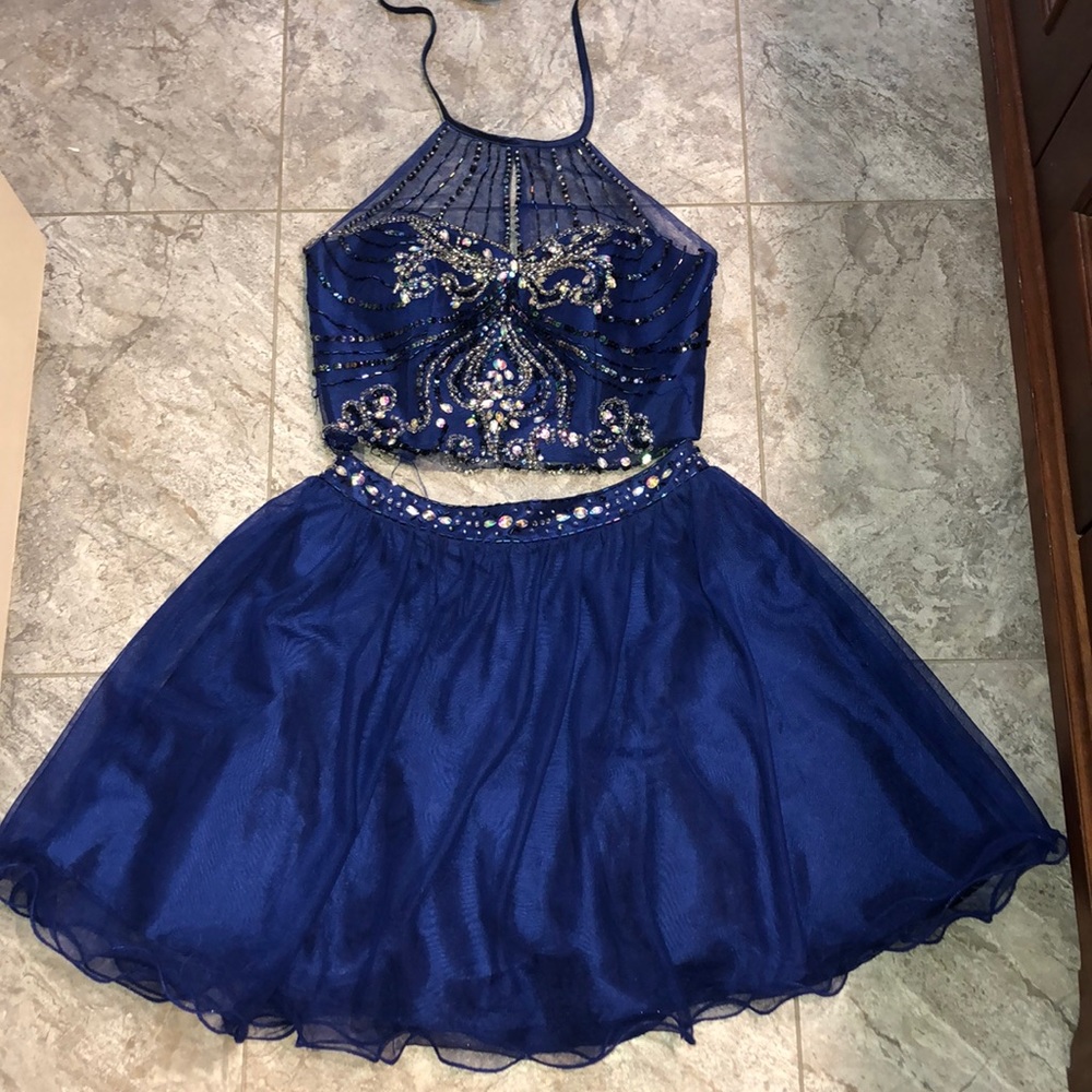 Two-Piece Blue Jeweled Dress
